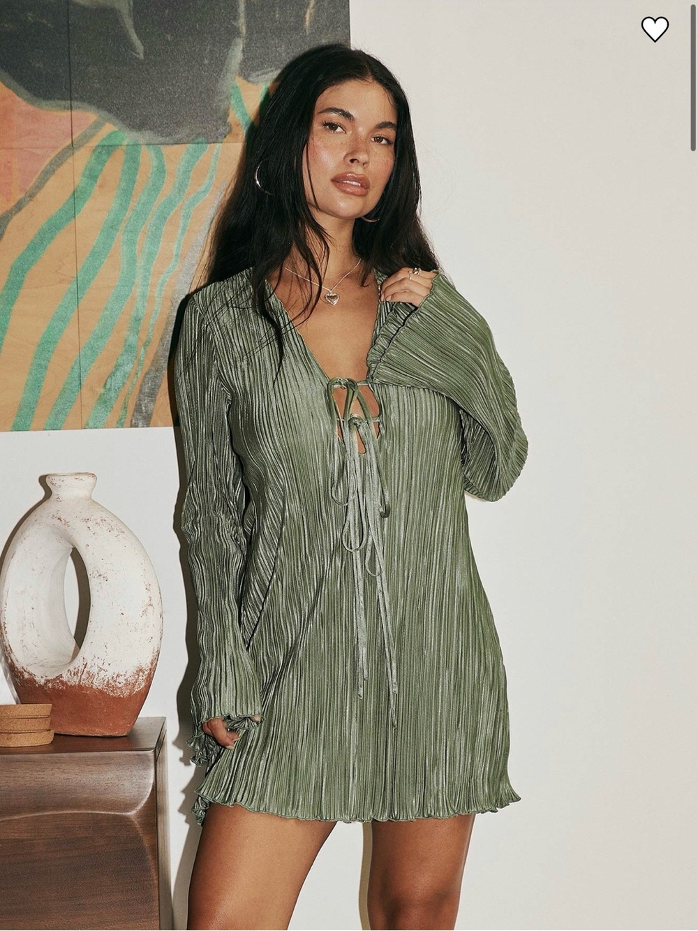 Princess Polly Malop Long Sleeve Mini Dress Sage